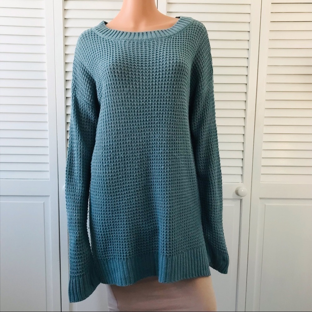 ZENANA PREMIUM Turquoise Knit Sweater Size Small